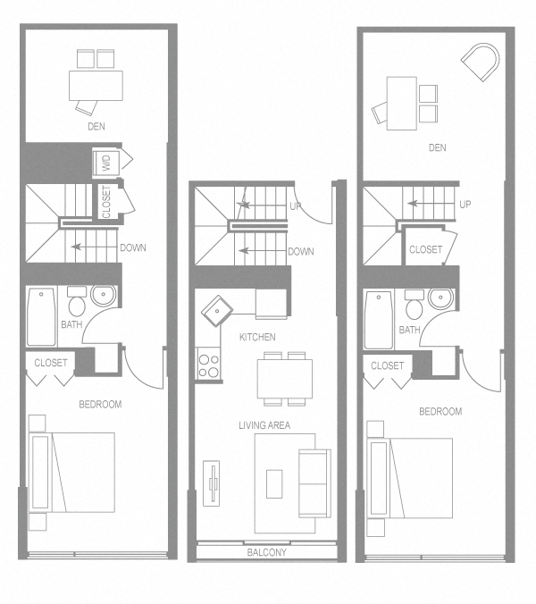 Floor plan for 2 beds, 2 baths, 1260 sqft