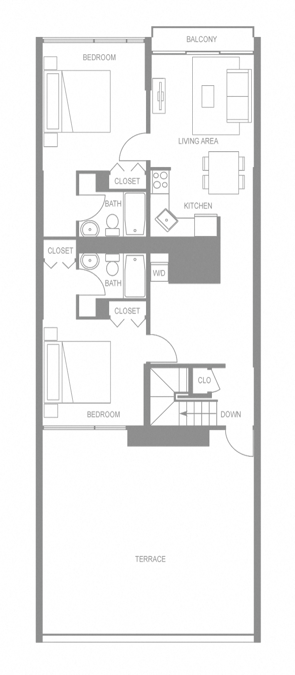 Floor plan for 2 beds, 2 baths, 1190 sqft