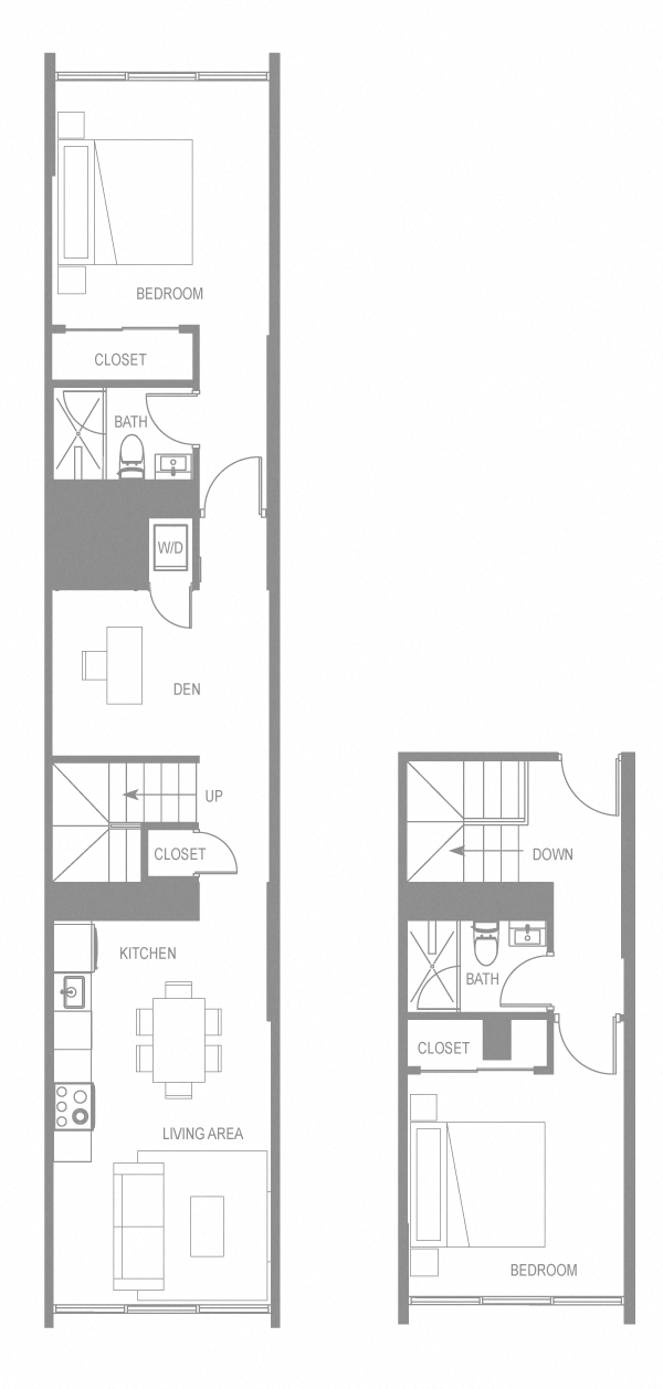Floor plan for 2 beds, 2 baths, 1115 sqft