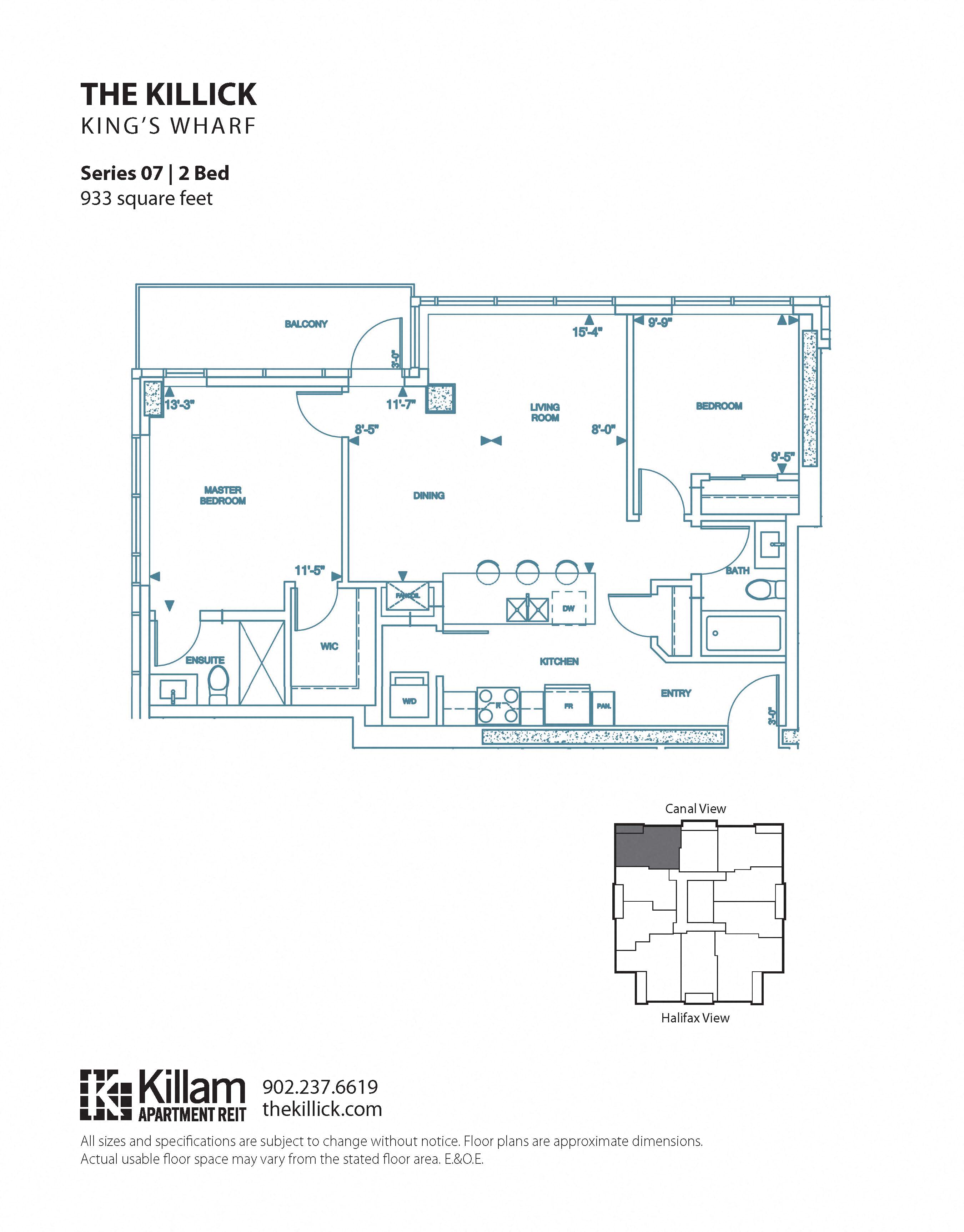 Floor plan for 2 beds, 2 baths, 1168 sqft