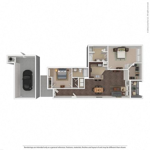 Floor plan for 2 beds, 2 baths, 1246 sqft