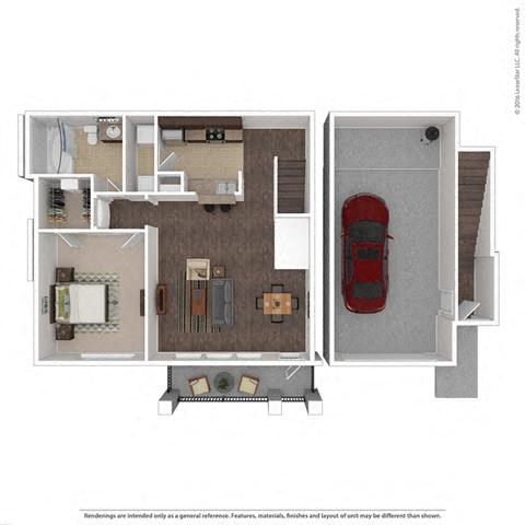 Floor plan for 1 bed, 1 bath, 785 sqft