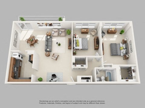 Floor plan for 2 beds, 1 bath, 1146 sqft