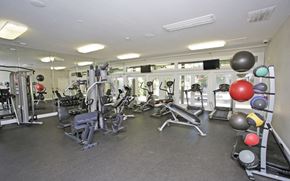 Stone Mountain apartment for rent - A gym with a variety of equipment including weights and machines.
