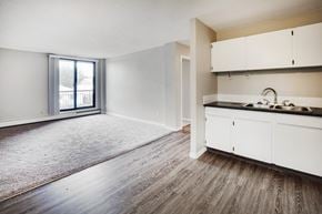 High River apartment for rent - an empty living room with a sink and a window