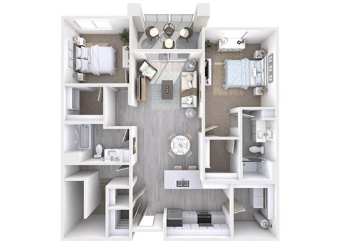 Floor plan for 2 beds, 2 baths, 1184 sqft