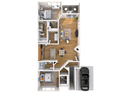 Floor plan for 2 beds, 2 baths, 1200 sqft