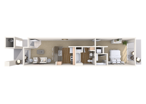 Floor plan for 1 bed, 1 bath, 656 sqft