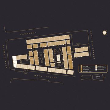 Los Angeles apartment for rent - a plan of the ground level of a building