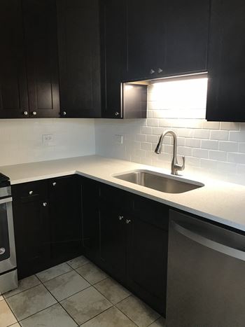 Rich wood cabinetry