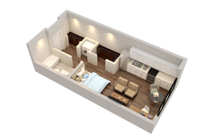 Floor plan for studio, 1 bath, 433 sqft