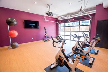 Yoga studio at confluence on 3rd apartments in des moines in downtown des moines