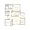 Floor plan for 2 beds, 1 bath, 975 sqft