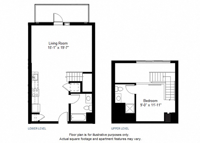Floor plan for 1 bed, 1 bath, 872 sqft