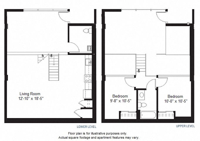 Floor plan for 2 beds, 1.5 baths, 1244 sqft