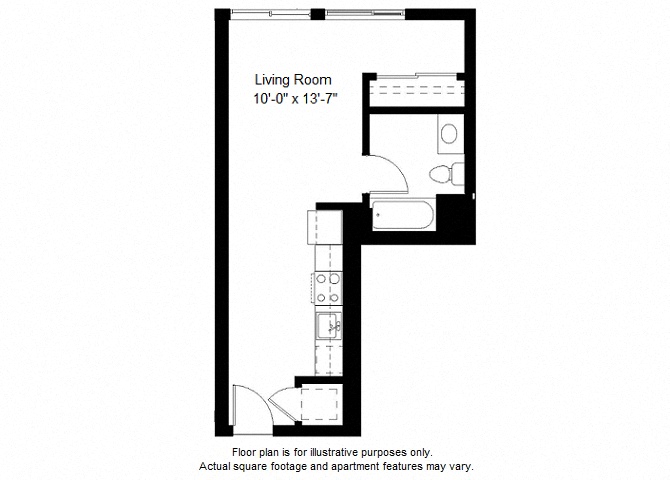 Floor plan for studio, 1 bath, 461 sqft