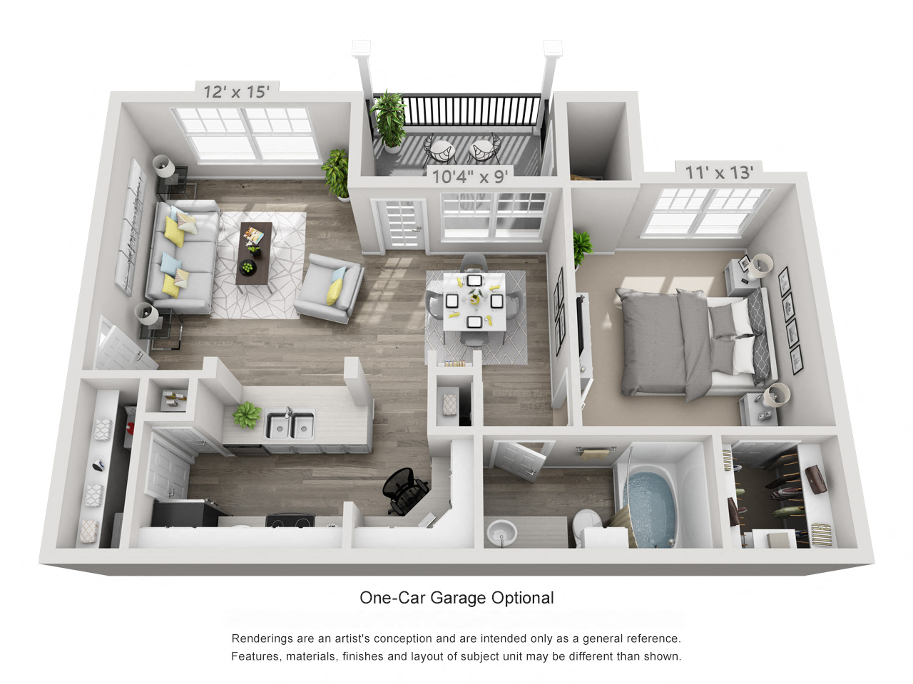 Floor plan for 1 bed, 1 bath, 787 sqft