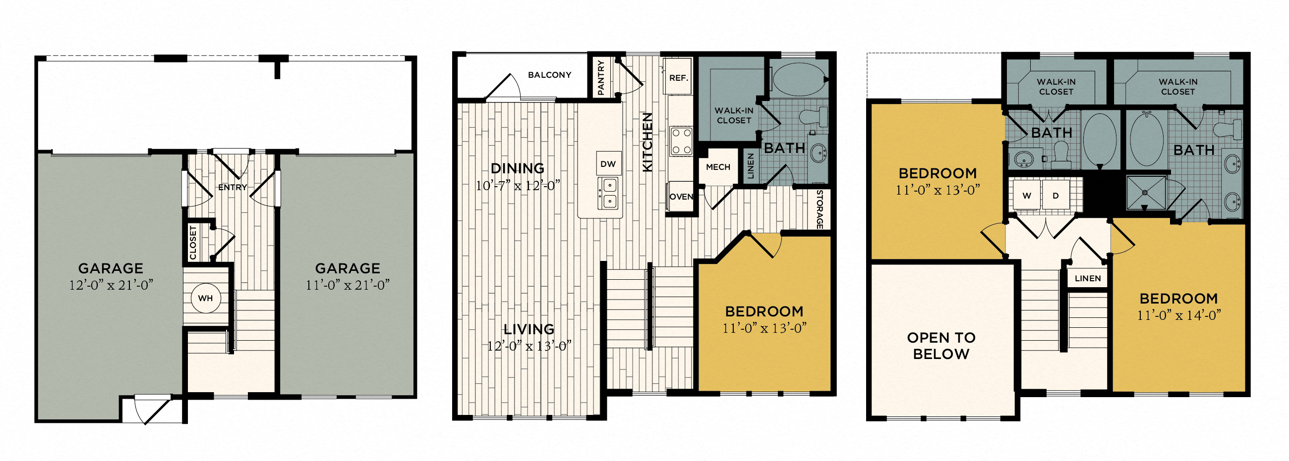 Floor plan for 3 beds, 3 baths, 1647 sqft