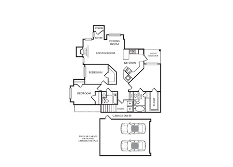 Floor plan for 3 beds, 2 baths, 1398 sqft
