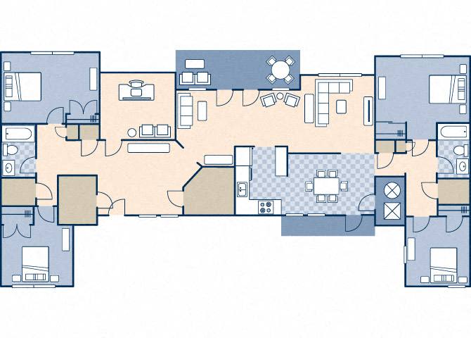 Floor plan for 4 beds, 2 baths, 2320 sqft