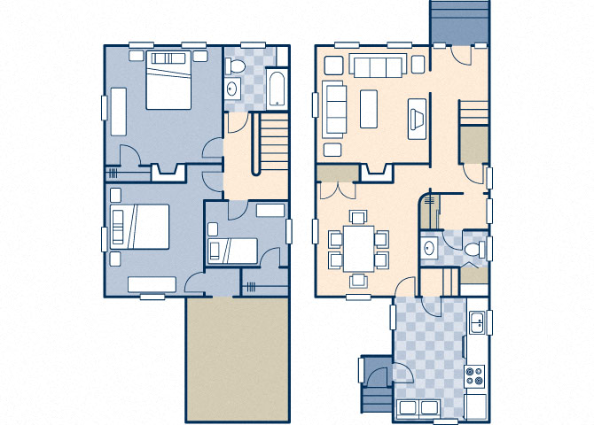 Floor plan for 3 beds, 1.5 baths, 1364 sqft