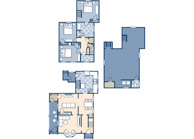 Floor plan for 3 beds, 1.2 baths, 1417 sqft