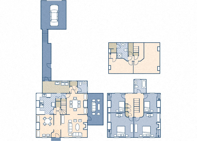 Floor plan for 4 beds, 2.5 baths, 2900 sqft