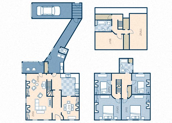 Floor plan for 4 beds, 2.5 baths, 2650 sqft