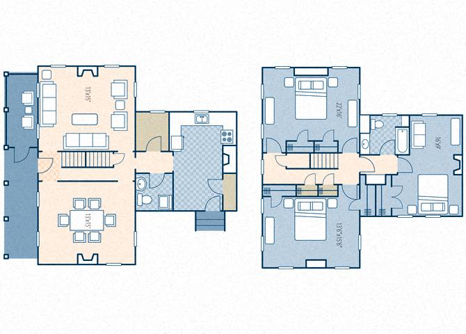 Floor plan for 3 beds, 1.5 baths, 1940 sqft