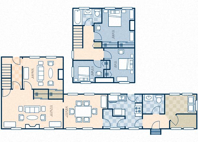 Floor plan for 3 beds, 1.5 baths, 2110 sqft