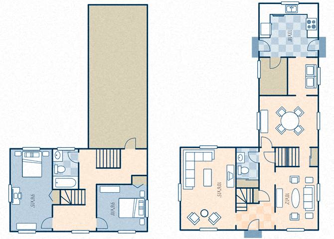 Floor plan for 2 beds, 1.5 baths, 1520 sqft