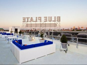 Rooftop deck with city views
