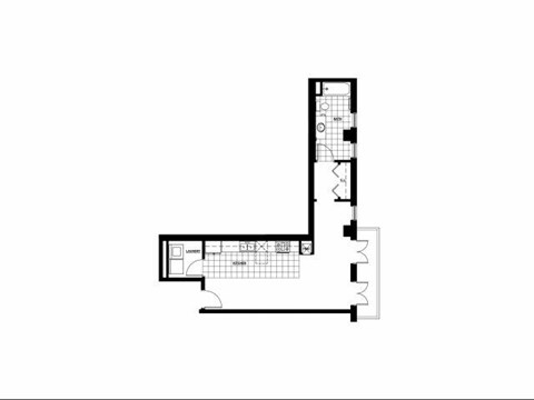 Floor plan for studio, 1 bath, 551 sqft