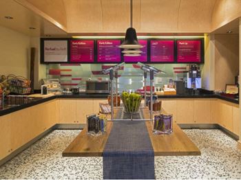 Resident access  24/7 to the hotel snack store. Enjoy grab & go light meals, cappuccinos, and other self- served healthy bites
