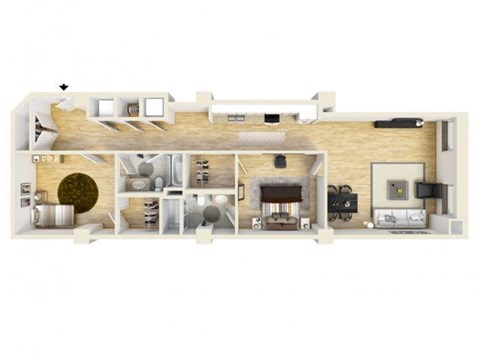 Floor plan for 2 beds, 2 baths, 1190 sqft
