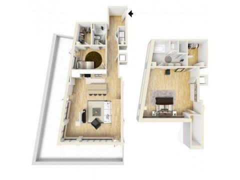 Floor plan for 2 beds, 2 baths, 1564 sqft