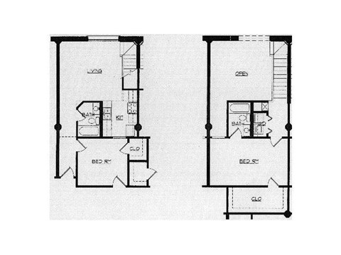 Floor plan for 2 beds, 2 baths, 1028 sqft