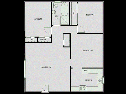 Floor plan for 3 beds, 1 bath, 1130 sqft