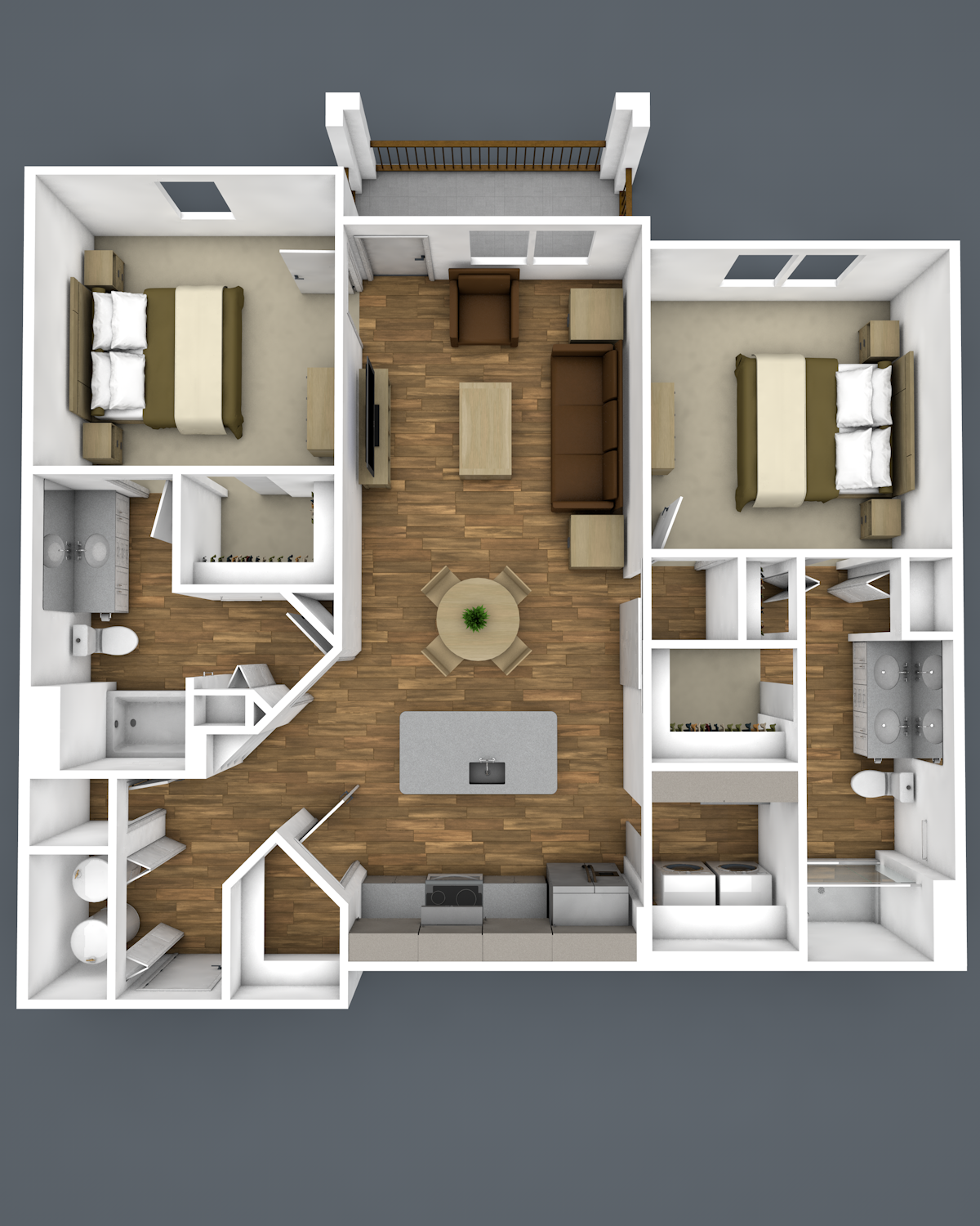 Floor plan for 2 beds, 2 baths, 1094 sqft