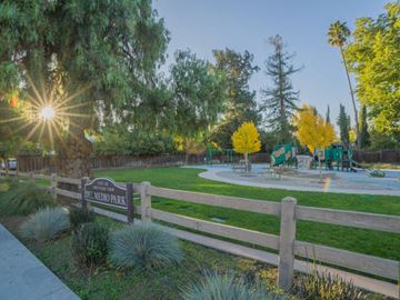 Mountain View apartment for rent - a park with a playground and the sun shining through the trees