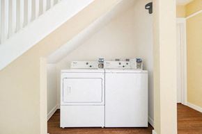 Palo Alto apartment for rent - a washer and dryer in a room under a staircase
