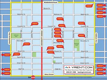 Palo Alto apartment for rent - a map of the location of the hotel and spa map of hotel