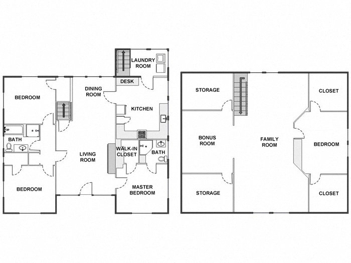 Floor plan for 4 beds, 2 baths, 2230 sqft