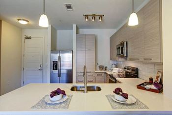 Quartz countertops and large prep islands*