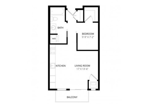 Floor plan for studio, 1 bath, 530 sqft