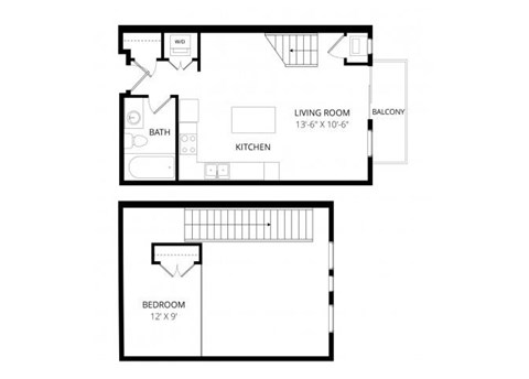 Floor plan for 1 bed, 1 bath, 702 sqft