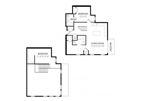 Floor plan for 2 beds, 2 baths, 1268 sqft