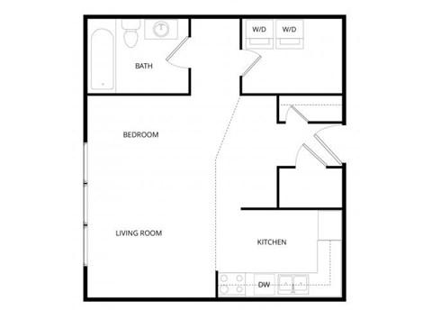 Floor plan for studio, 1 bath, 469 sqft