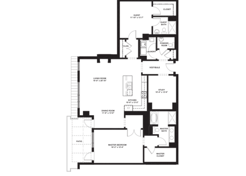 Floor plan for 2 beds, 2.5 baths, 1750 sqft
