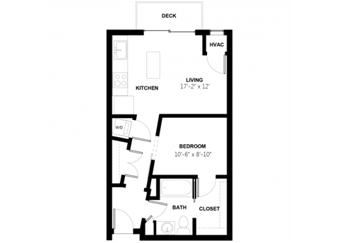Floor plan for studio, 1 bath, 575 sqft